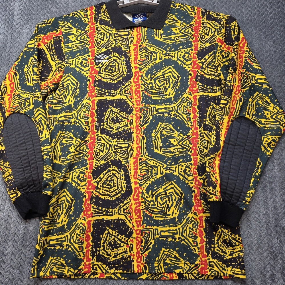 Vintage 90s Umbro Abstract Goalie Jersey Mens Medium Multicolor USA Made Soccer